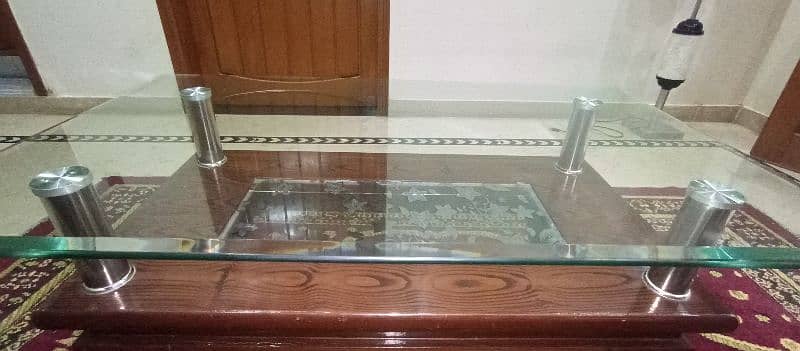 Center Table ( Thick glass & Wood ) 8