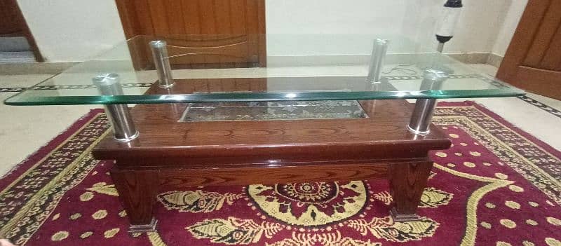 Center Table ( Thick glass & Wood ) 11