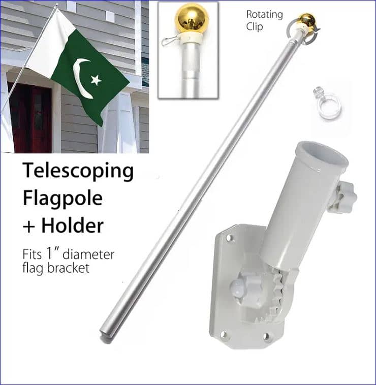 Adjustable Flagpole Bracket for 3x5ft Pakistan Flag - Wall Mount 5