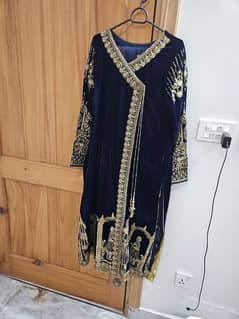 Navy Blue Velvet Asim Jofa Suit