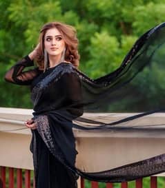 chiffon saree black