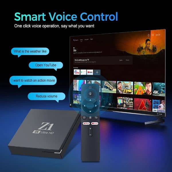 z1 Tv box 2gb 16gb android 10.0 with Bluetooth + voice remote 5