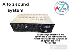 masjid sanyo amp 3 mic option ans 1 aux option and eco repat delay