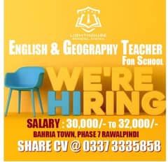 Female Geography Teacher required