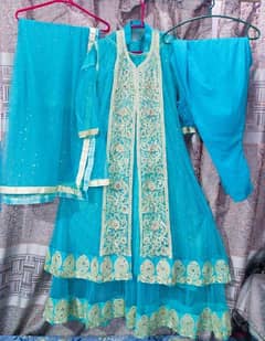 Net long frock
shmiz,inner,upper,dupatta,trowser