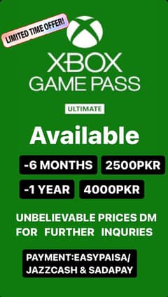 XBOX GAMEPASS  ULTIMATE FOR SALE | WORKS ON PC , XBOX & MOBILE