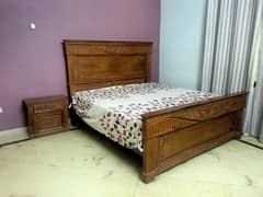 sheesham wood king size bed with two side tables for sale