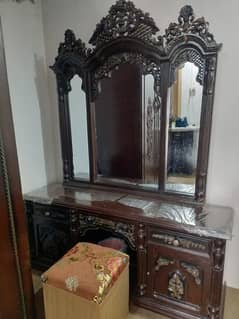 bed set / dressing table/ showcase/ room chairs / 3 doors almari /