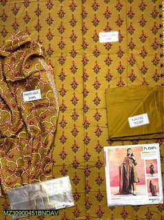 3 pcs women's unstitched Linen printed suit