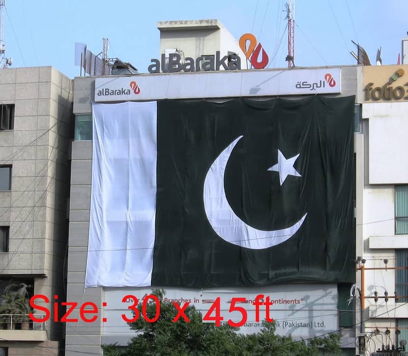 All Sizes of Pakistan Flag in Best Quality Parachute Cloth 14th August 1