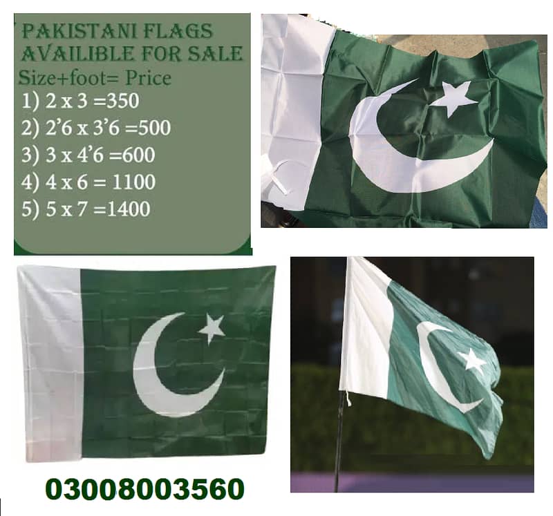 All Sizes of Pakistan Flag in Best Quality Parachute Cloth 14th August 14