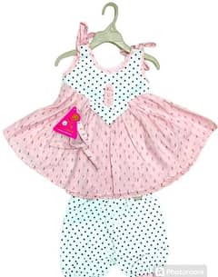 girls cotton printed frock and knicker set