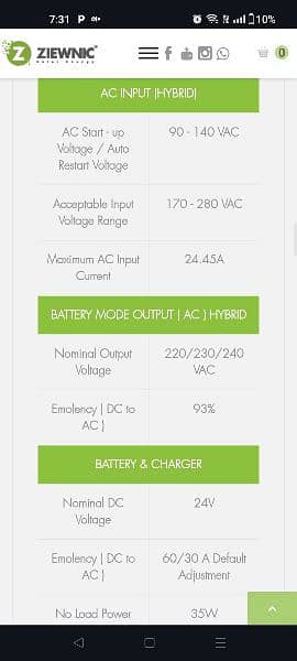 Ziewnic Mars 4.5 kw Gold PV 6200- 1 year Used 3