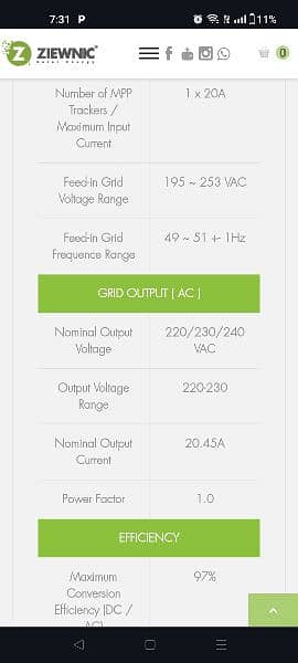 Ziewnic Mars 4.5 kw Gold PV 6200- 1 year Used 7