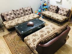 L Shaped Sofa Set With Glass Table