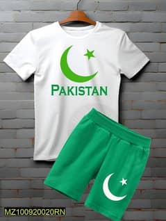 2pcs unisex cotton printed shirts and shorts set
