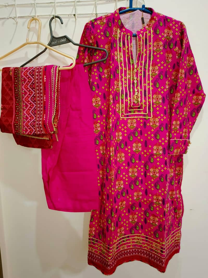 Bonanza Satrangi Lawn Pret Suit - Brand New, Pink with Yellow Accents 0