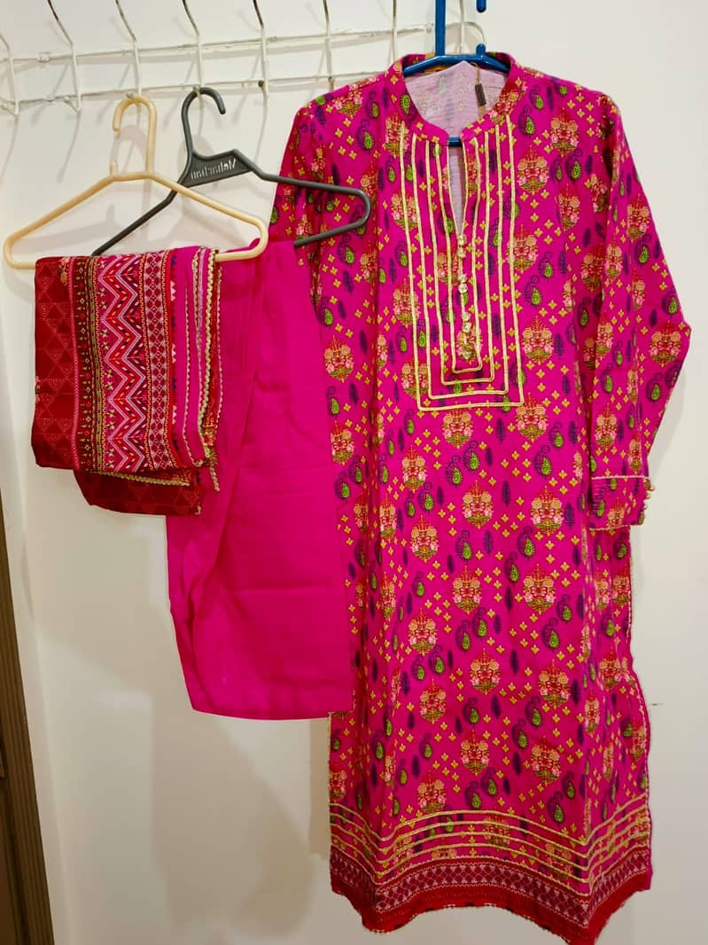 Bonanza Satrangi Lawn Pret Suit - Brand New, Pink with Yellow Accents 4