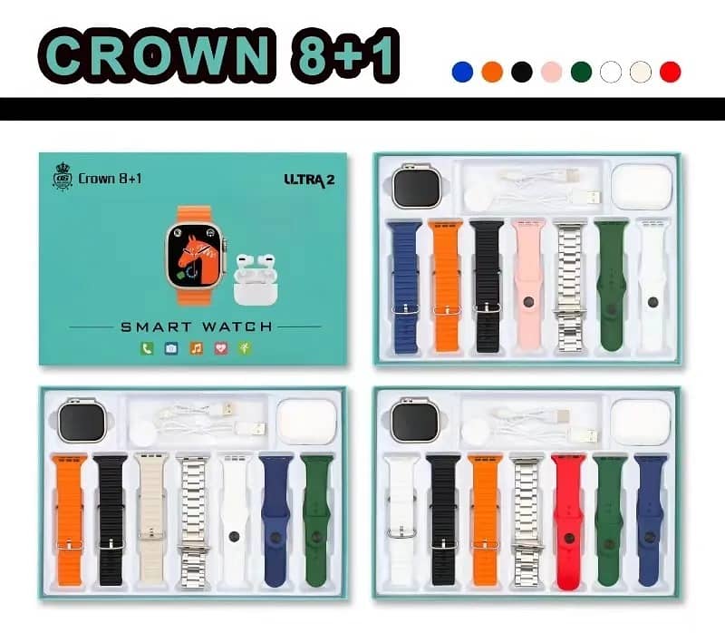 crown 8In 1 Strap New Smart Watch 49mm 2.01inch Full Touch Screen 0