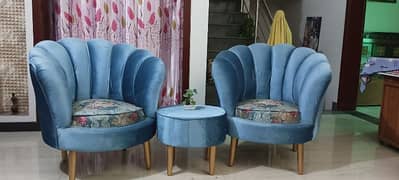 Flower sofa chairs with coffee table