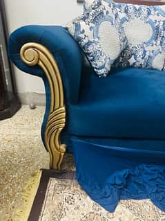 Blue velvet 7 seater sofa