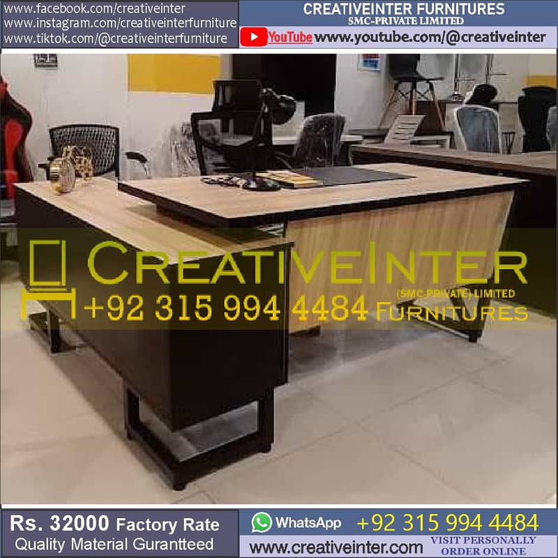 Study Desk Chair CEO Table Reception Counter Manager Workstation 6