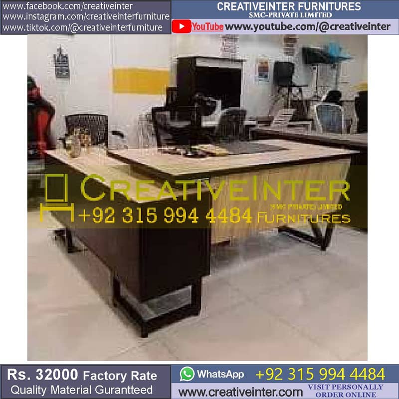 Study Desk Chair CEO Table Reception Counter Manager Workstation 18