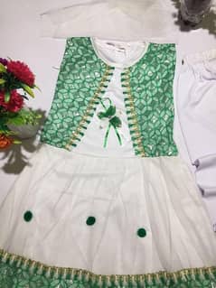 Girl Stitched Ruffle Embroidered Full Dress