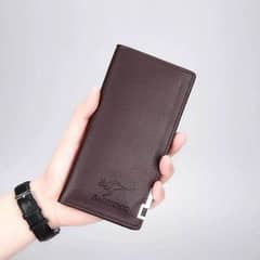 casual long fold leather wallet