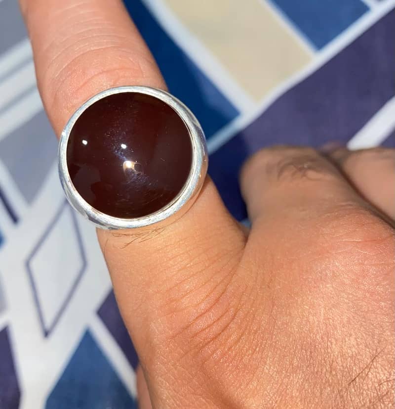 Original Pure Malaki Yemeni Dark Red Agate AAA Quality Silver 97 1