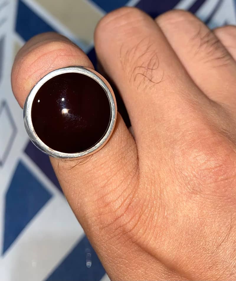 Original Pure Malaki Yemeni Dark Red Agate AAA Quality Silver 97 3