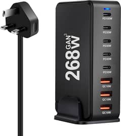 268W USB C Charger, GaN III 8 Port Fast Charging Station Type C Hub, P