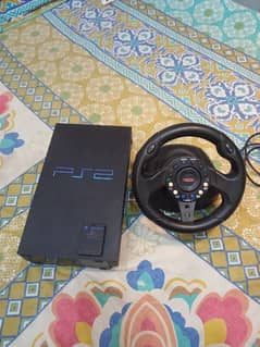 playstation 2 with steering wheel ps2 faulty