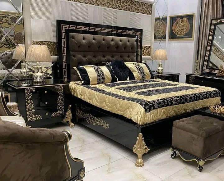 double bed/bed set/furniture/single bed/Turkish bed set/glossy bed set 4