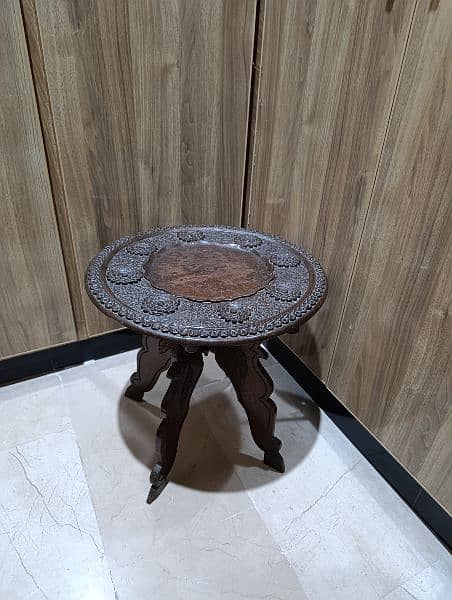 antique vintage carved solid wood table 1