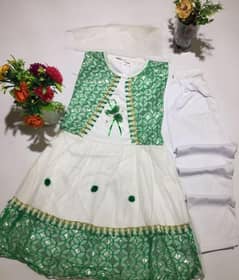 Girl Stitched Ruffle Embroidered Full Dress