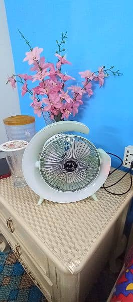 Portable Fan USB RGB Rechargeable Fan Light Computer Laptop Table Lamp 2