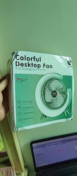 Portable Fan USB RGB Rechargeable Fan Light Computer Laptop Table Lamp 3