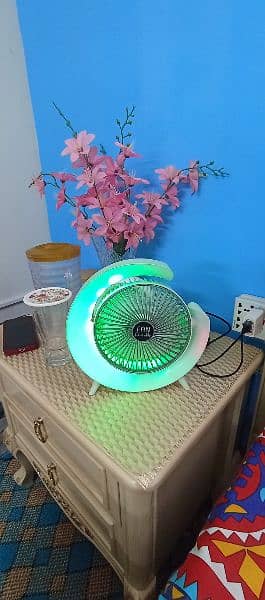 Portable Fan USB RGB Rechargeable Fan Light Computer Laptop Table Lamp 5