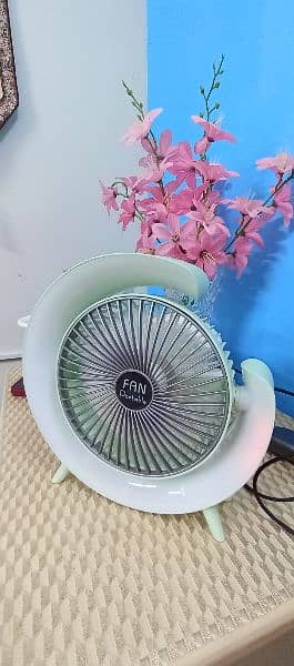 Portable Fan USB RGB Rechargeable Fan Light Computer Laptop Table Lamp 6