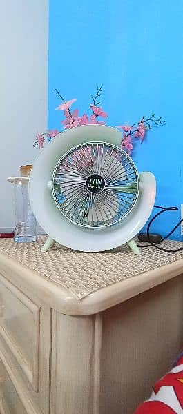 Portable Fan USB RGB Rechargeable Fan Light Computer Laptop Table Lamp 1