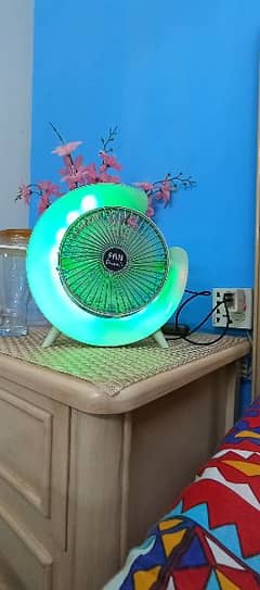 Portable Fan USB RGB Rechargeable Fan Light Computer Laptop Table Lamp