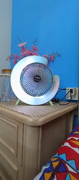 Portable Fan USB RGB Rechargeable Fan Light Computer Laptop Table Lamp 7