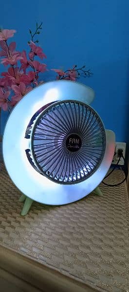 Portable Fan USB RGB Rechargeable Fan Light Computer Laptop Table Lamp 8