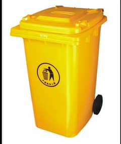 yellow bin large with 2 wheels