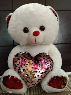 white creamy soft teddy bear 1.3 ft