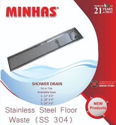 Stainless Steel Shower Drain / Floor Waste Long (Fit In Tile)