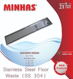 Stainless Steel Shower Drain / Floor Waste Long (Fit In Tile) 0