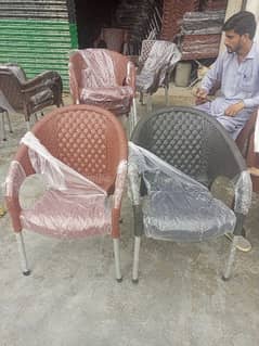 plastic chairs and table