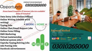 Data Entry & content writing online jobs for males & females